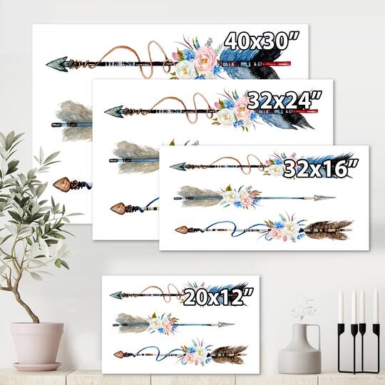 Designart - Ethnic Feathers and Flowers On Native Arrows I